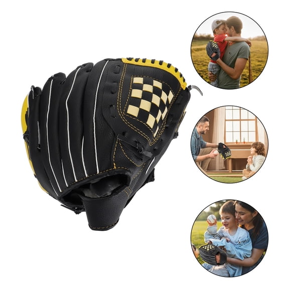 ULTNICE 1Pack Fielding Glove Impact Resistance PU Glove for General Competition Users Yellow Black