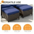 thumbnail image 5 of COOS BAY Harbor Retreat Set of 2 Outdoor PE Wicker Ottomans Patio Rattan Footstool w/ Removable Blue Cushions, 5 of 9