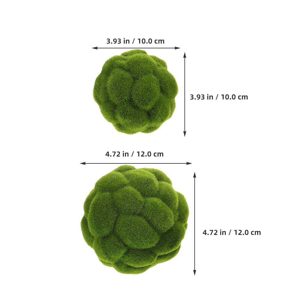 TABLZONE Set of 4 Green Plastic Moss Globes Decorative Faux for Home Office Decor