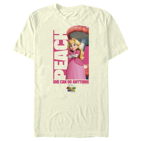 Men's The Super Mario Bros. Movie Peach She Can Do Anything Graphic Tee Beige Medium