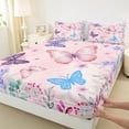 thumbnail image 3 of Homewish Girly Pink Butterfly Twin Sheet Sets, Spring Garden Animal Twin Fitted Sheet, Princess Cartoon Flat Sheet, Ultra Soft Bedroom Decor, 3-Piece, 3 of 7