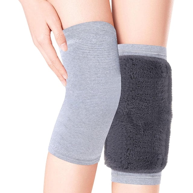 Mangas de rodilla para hombres Tirantes térmicos mullidos Calentadores de piernas Almohadillas de felpa de invierno Calentador Esquí Ciclismo Correr (Color: Gris, Talla : l)