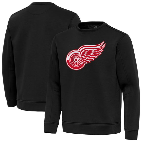 Men's Antigua Black Detroit Red Wings Relevant Lightweight Pullover Sweatshirt