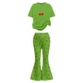 thumbnail image 6 of Glisme Girls Outfit Casual Bow Short Sleeve Top And Flare Pants Comfy Two Piece Set Playwear Breathable Matching Set Size 11-12 Years Green, 6 of 6