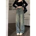 thumbnail image 2 of Pantalones vaqueros Retro Chic para mujer, pantalón informal, holgado, pierna ancha, Vintage, recto, elegante, oficina, dama, salvaje, moda Y2K, 2 of 5