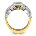 thumbnail image 2 of Auriga Fine Jewelry 14K Two-tone Gold Men's Textured with Diamond Double Eagle Masonic Shriner's Ring Size 10, 2 of 6