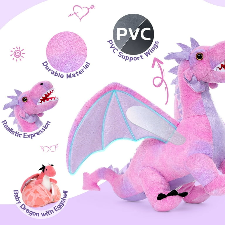 a.b.c.pink様ドラゴンぬいぐるみ Tezituor, Giant Dragon Plush, 21.6'', 7-Piece Stuffed Animal Set