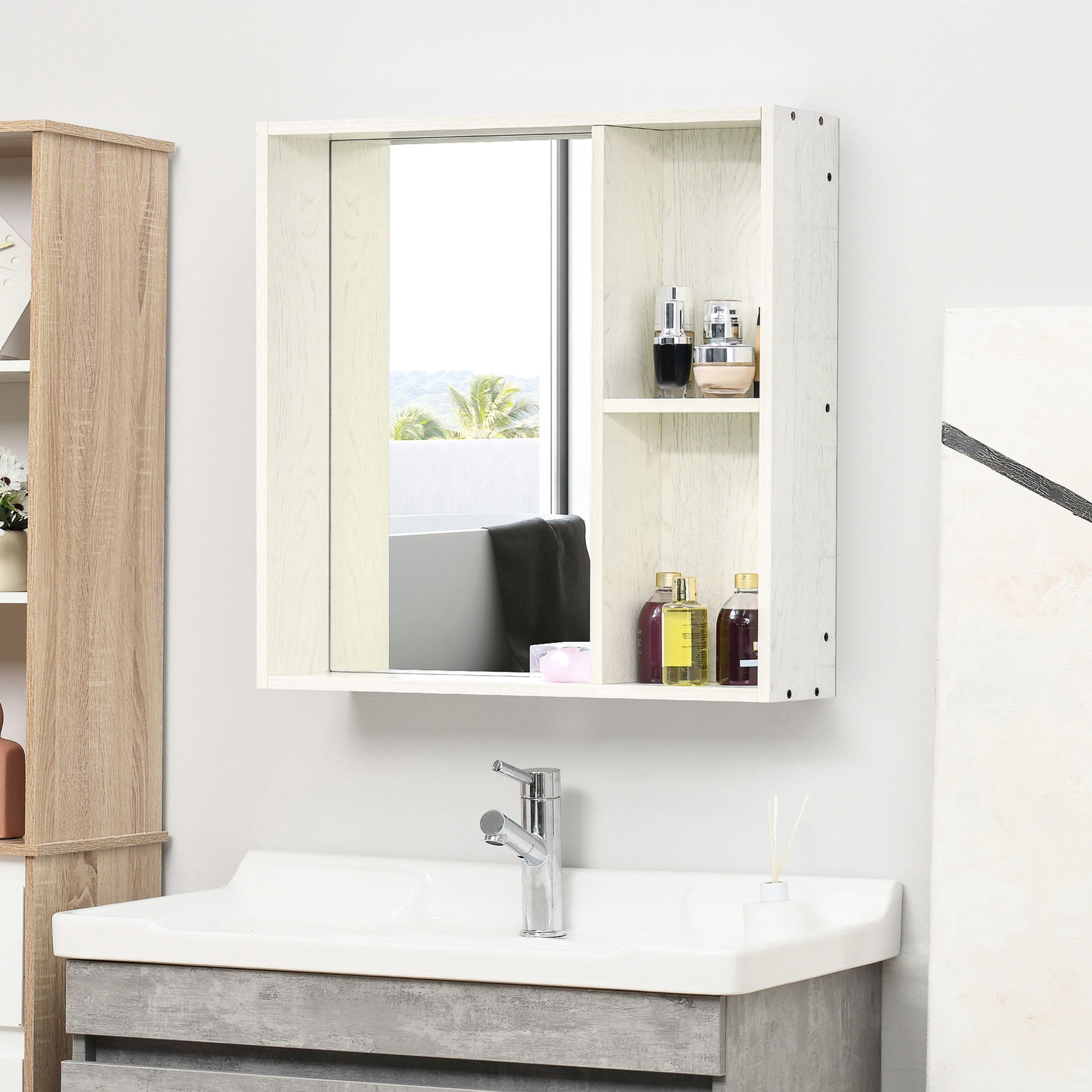 Water - Resistant Wall Cabinet - Perfect for Over - Toilet or Basin Use with Two - Tier Shelves for Daily Essentials