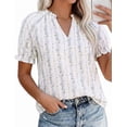 thumbnail image 4 of PRETTYGARDEN Summer Short Sleeve V Neck Shirts for Women Trendy Floral Print Loose Ruffle Tops Business Casual Blouses, 4 of 8