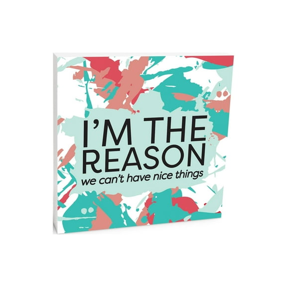 Can't Have Nice Things Green Pink Splash 10 x 10 Wood Tabletop Sign Plaque