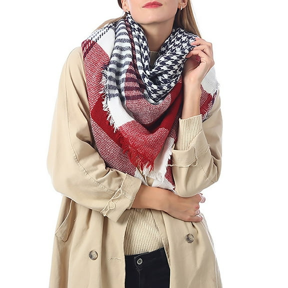 Otqutp Female Comfortable Neck Gaiters Women's Winter Fall Warm Scarves Wrap Colorful Plaid Soft Scarf Shawl Imitation Scarf for Fall Winter(Hot Pink,One Size)