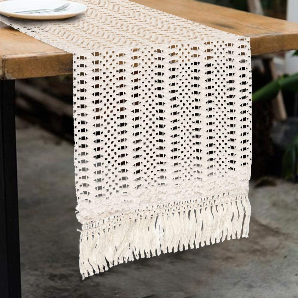 OurWarm 14 x 48 Inch Vintage Natural Linen Table Runner Grey Rustic Wedding Party Home Decor