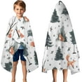 thumbnail image 3 of Multicolor Christmas Forest Pattern Hooded Bath Towel，50"x30" for Ages 3 To 12 Kids, Quick Dry Lightweight Soft Microfiber Hood Beach Towel Cover Up for Kids, 3 of 7