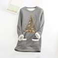 thumbnail image 4 of WEAIXIMIUNG Sweatshirts Femme Arbre de Noël Manches Longues Col Rond Poche Rembourré Pull Chaud, 4 of 5