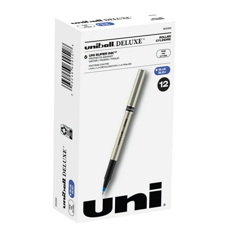 UPC: 0030246600535 | Uniball Deluxe Rollerball Pens  Fine Point (0.7mm)  Blue Ink  12 Count