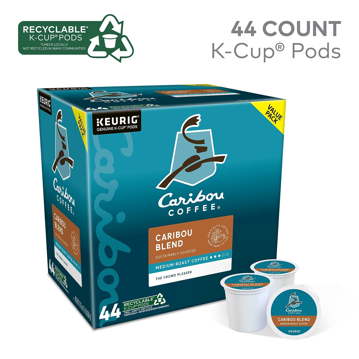 Caribou Coffee Caribou Blend Keurig® Single-Serve K-Cup® Pods, Medium Roast, Case of 44 K-Cup® Pods