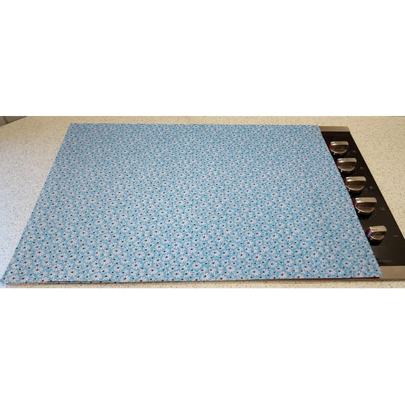 Crazy for Daisies Stove Top / Cook Top Cover & Protector by Penny's Needful Things (Ice Blue)