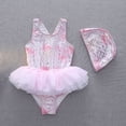 thumbnail image 5 of Huowey Baby Girl 2 Piece Swimwear Tankini Set Gradient Sleeveless Round Neck Ruffled Tiered Mesh Tutu Skirts Swimsuit With Swim Cap Beachwear Fashionable Beach Pool Bathing Suit,Red,5-6 Years, 5 of 9