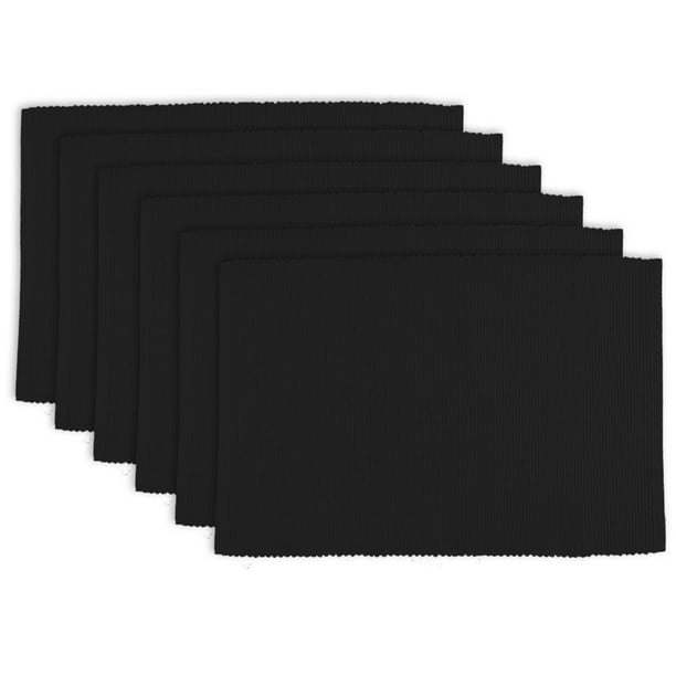 Set of 6 Black Ribbed Placemats 19” x 13"