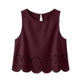 thumbnail image 6 of WRKEKC Casual Tank Tops for Women Solid Color Crew Neck Sleeveless Top with Hollow Out Hem and Loose Fit Summer Style, 6 of 6