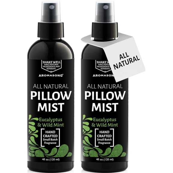 Aromasong Eucalyptus & Wild Mint Pillow Spray | 2-Pack | All-Natural Calming Linen & Bedtime Mist for Deep Sleep - Aromatherapy Essential Oils for Sleeping – 4 Fl oz