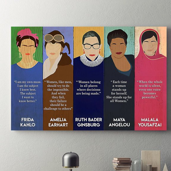 Kna Prints - Feminist Frida Kahlo Ruth Bader Ginsburg Maya Angelou Vintage Poster, Feminist Poster, Feminist Wall Decor Unframed Poster, UNFRAMED-8x12