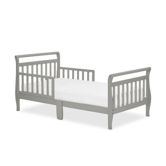 Dream On Me Classic Sleigh Toddler Bed In Cool Grey, JPMA Certified, Comes With Safety Rails, Non-Toxic Finishes, Low To Floor Design, Wooden Nursery Furniture