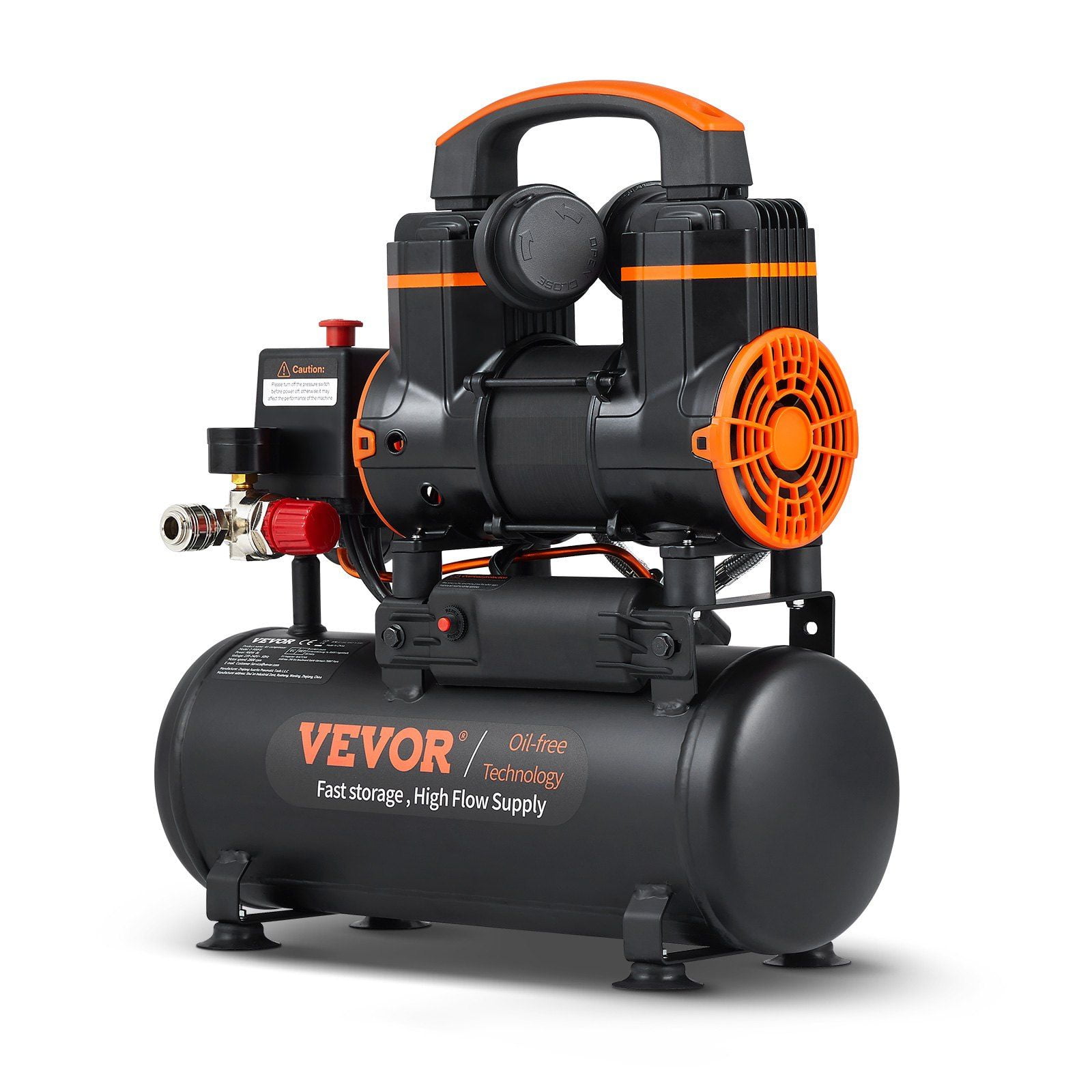 900W Ultra Quiet Oil-Free Air Compressor, 2.1 Gallon, 2.2 CFM @ 90 PSI, 70 dB for Home DIY & Inflating
