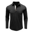 thumbnail image 4 of UVEASISHA Mens Workout Golf Shirts Cotton Casual Long Sleeve Polos Shirts Button Up Collared T-Shirt Comfy Casual Business Work Shirts with Pocket Sales Today,Black,L, 4 of 8