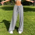 thumbnail image 4 of Lenpel Womens Plaid Pants Casual Loose Lightweight Drawstring Elastic Waist Trousers Comfy Wide Leg Lounge Pants, 4 of 7