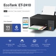 thumbnail image 5 of Epson EcoTank ET-2410 Wireless All-in-One Color Supertank Printer with up to 3 Years of Ink, Refillable Tanks, Perfect for Home, 11 PPM, Built-in Scanner – Black, 5 of 7