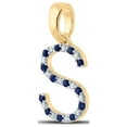 thumbnail image 2 of Macey Worldwide Jewelry 10k Yellow Gold Blue Sapphire Diamond S Letter Pendant 1/4 Ctw, 2 of 3