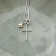 thumbnail image 4 of Cross Necklace in Sterling Silver. Christian Jewelry. Confirmation Gift for Her. Crystal Pearl. Faith. Confirmation Sponsor Gift, 4 of 8