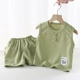thumbnail image 4 of Nilvkv Boys Sweatsuit, Boys Summer Outfits, Sleeveless Round Neck Top and Shorts Set Summer Green 1-2 Years, 4 of 8