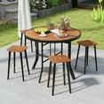 thumbnail image 2 of Gymax 2 Pcs Table d'Événement Demi-Ronde Pliable Table de Banquet Pliable avec Cadre en Métal Brun, 2 of 10