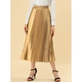 thumbnail image 2 of DARING DIVA Women's A-line High Waist Pleated Midi Skirt XL Gold, 2 of 7