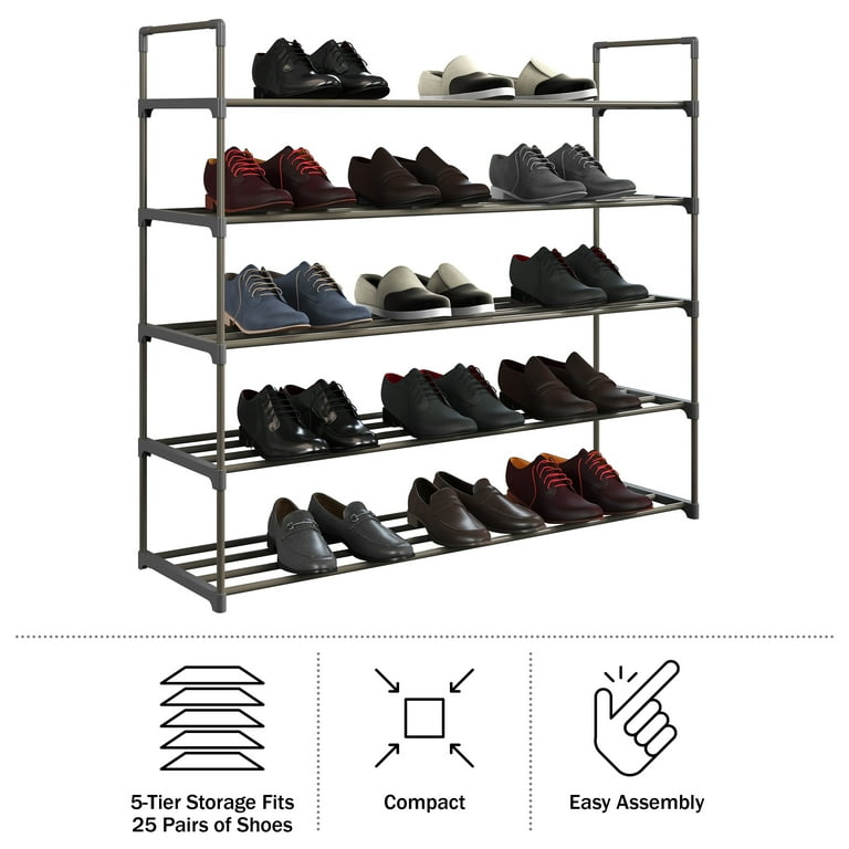 Shoe Rack with 5 Shelves Holds 30 Pairs by Home Complete Walmart