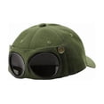 thumbnail image 3 of Men's Korean-Style Pilot Baseball Cap, Aviator Goggle Hat with Curved Visor, Cotton Canvas Sun Protection Cap for Spring Summer Green, 3 of 6