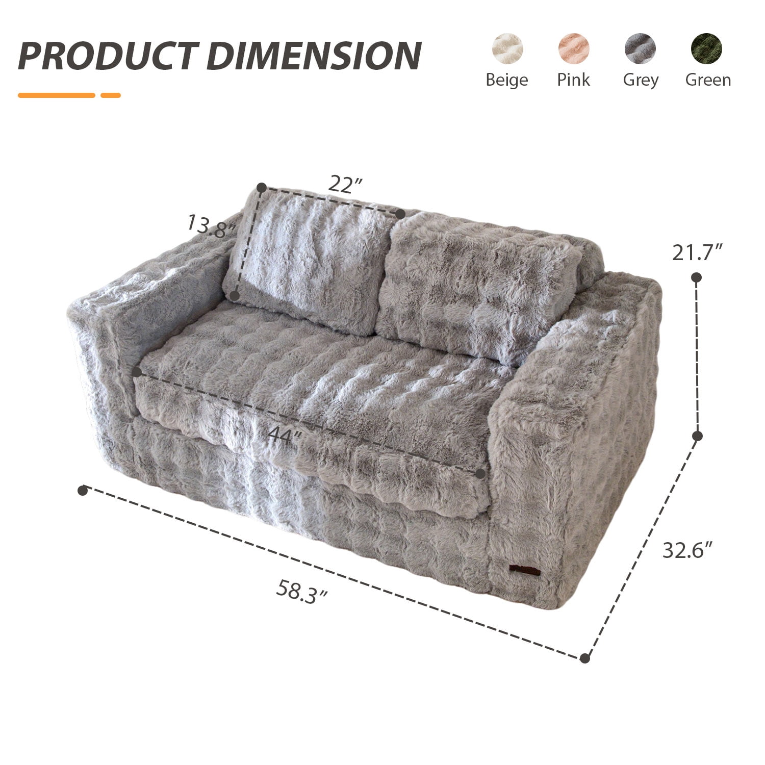 GOODONE Bean Bag Chair Sofa,Giant Loveseat Bubbled Boneless Couch,Modern Soft Comfy Plush Lazy Sofa for Living Room and Apartments,No Assembly Required,Grey