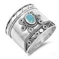 thumbnail image 4 of CHOOSE YOUR COLOR Simulated Turquoise Boho Bali Bead Dot Handmade Ring .925 Sterling Silver Band Blue CZ Female Size 5, 4 of 4