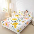 thumbnail image 4 of Feelyou Cute Cartoon Floral Full Size Sheets, Yellow Pink Flower Bed Sheets, Teens Kids Boys Girls Sheet Sets, Luxury Bedroom Decor, 4-Piece, 4 of 7
