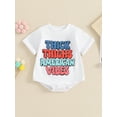 thumbnail image 3 of Suealasg Baby Boys Girls 4th of July Romper Letter Embroidery Short Sleeve Bodysuit Jumpsuit 3 6 12 18 Months Newborn Boy Girls Cute Summer Clothes, 3 of 8