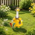 thumbnail image 2 of HWRETIE Lawn Goose Raincoat Outfit,Colorful Stripe Goose Clothes with Bucket Hat,Waterproof Duck Suit for 23" Statue, 2 of 7
