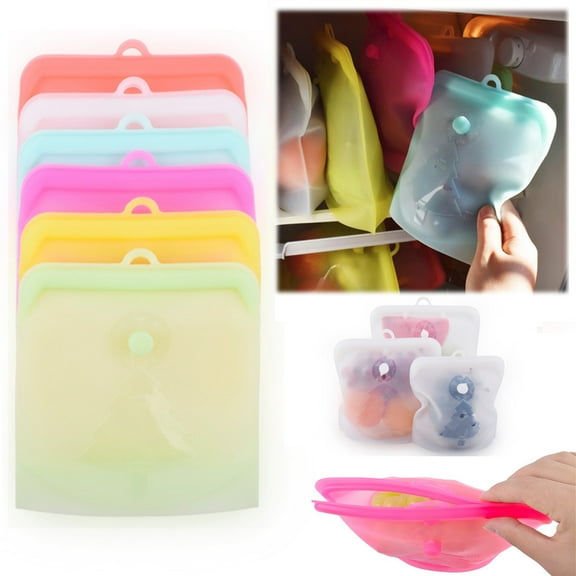 Walbest Reusable Food-grade Silicone Fridge Food Storage Bag (1Pc), Semi Transparent Self-Sealed Food Bag, Easy Stand-Up, for Solids, Liquids, Refrigerator and Freezer