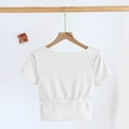 thumbnail image 5 of Generic Women's Basic Crop Tops Stretchy Casual Square Neck Cap Sleeve Shirt, 5 of 6