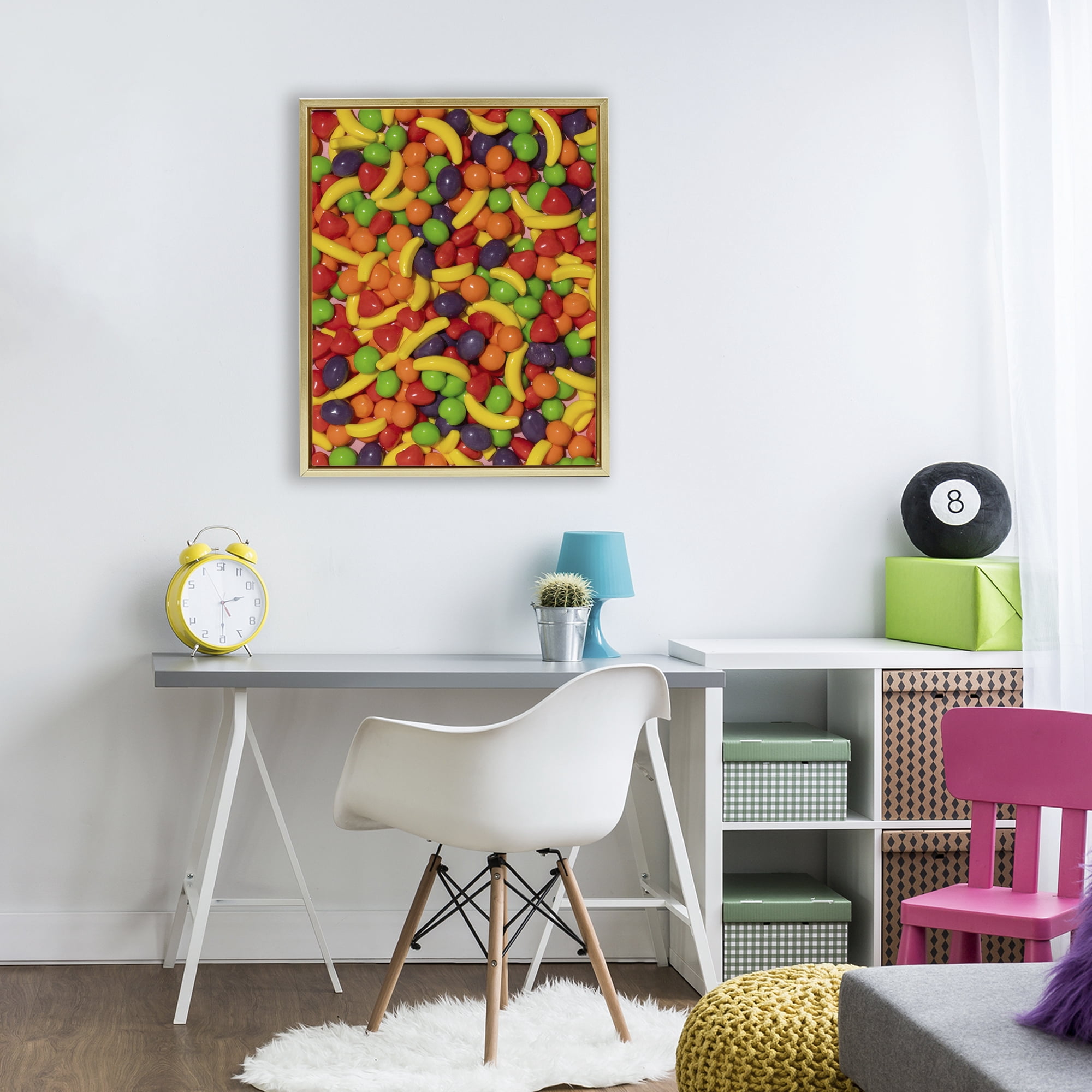 Stupell Industries Retro Assorted Fruit Candy Gold Framed Floater Canvas Wall Art, design by LISH Creative