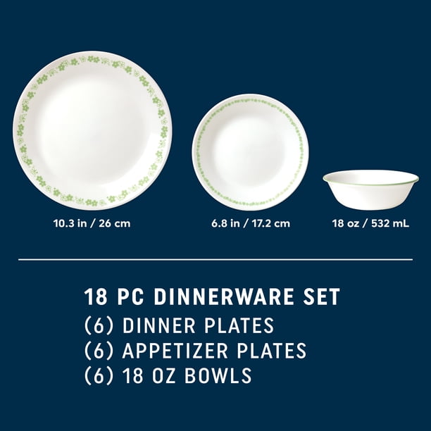 Corelle Dishes Dinner Set for 6 - 18-Piece Eco-friendly Spring