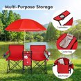 thumbnail image 4 of Biotree 2-Person Folding Outdoor Loveseat Camp Chair with Shade Canopy for Camping Beach Picnic, Red, 4 of 9