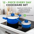 thumbnail image 3 of NutriChef 12 Pc Pots and Pans Set Nonstick, Professional Cookware Set w/Durable Coating, All Cooktops Compatible, Including Induction, Easy to Clean - Blue, 3 of 7