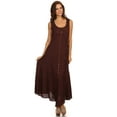 thumbnail image 5 of Sakkas Maya Floral Embroidered Sleeveless Button Up Rayon Dress - Chocolate - L/XL, 5 of 5
